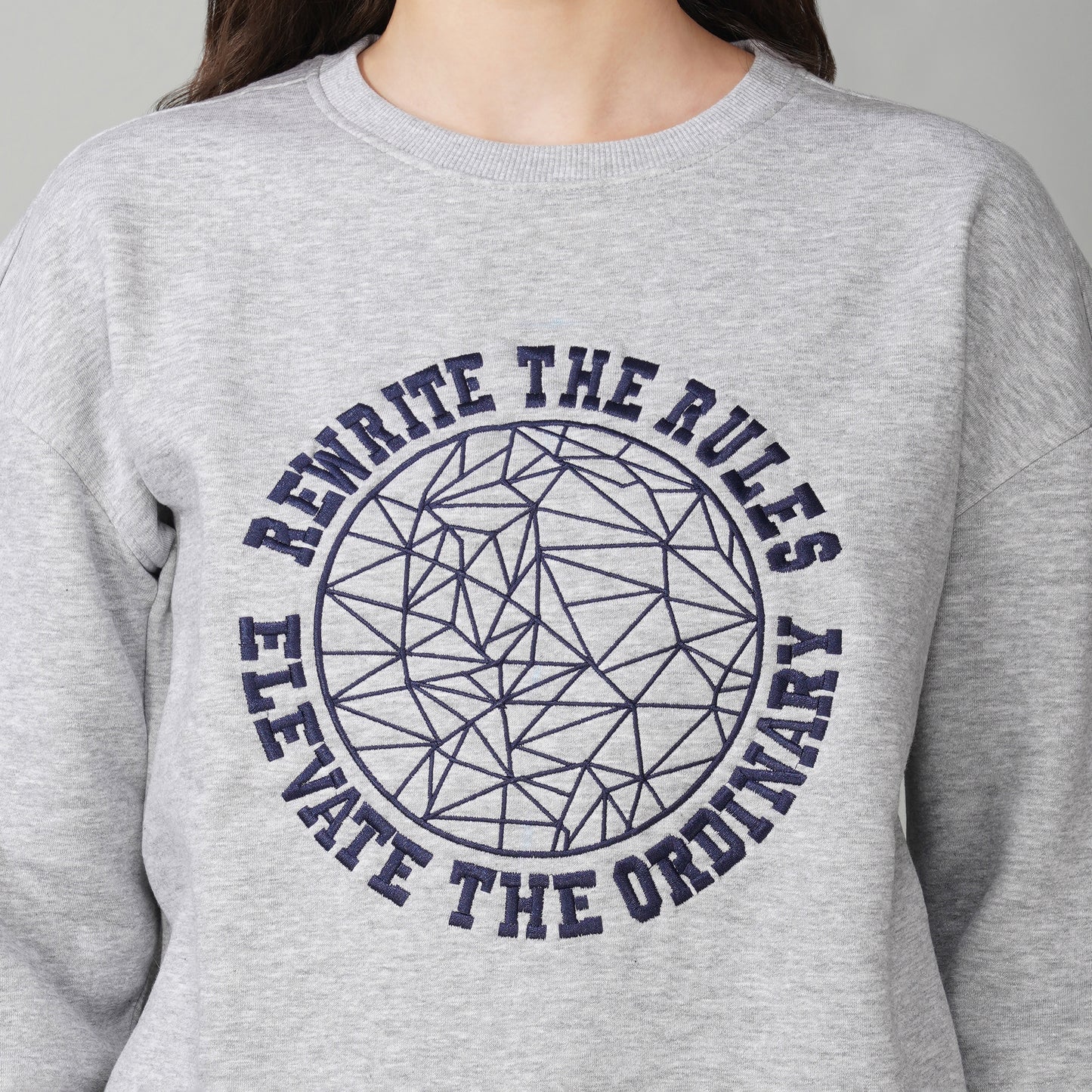 Front Embroidered Grey Sweatshirt